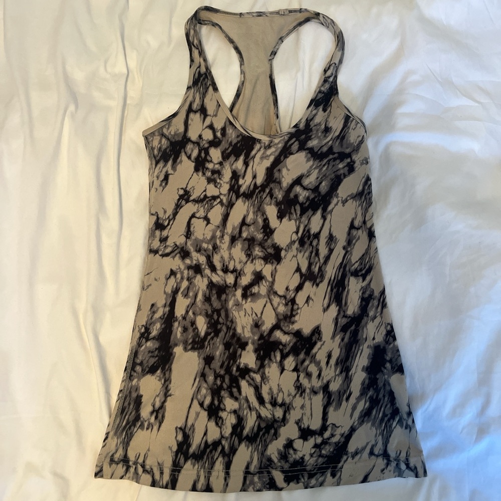 Vintage Lululemon Grey and black tie-dye tank top